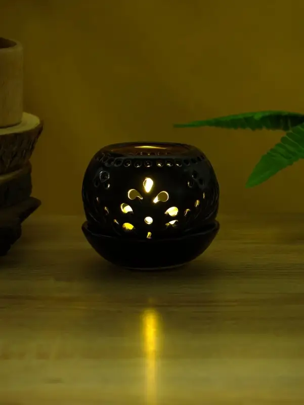 Аромалампа "Магнолия" керамика, цв. тёмно-коричневый, 10х10х9 см