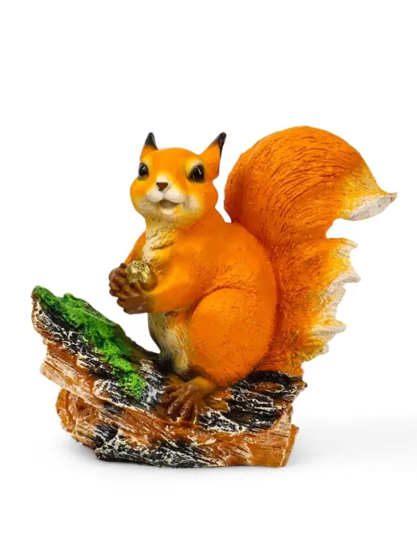 Садовая фигура из полистоуна &laquo;Белочка с орешком на пне&raquo;, 25&times;12&times;23 см