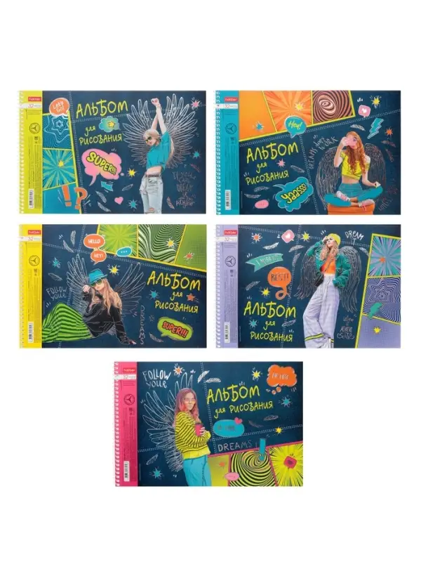 Альбом для рисования Hatber. Street Style А4, 32 листа, на спирали, МИКС