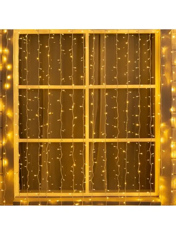 Гирлянда &laquo;Занавес&raquo; 2&times;3 м, IP44, УМС, белая нить, 760 LED, свечение тёплое белое, 220 В