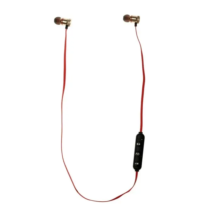 Наушники спортивные беспроводные, магнитные, Luazon VBT 1.30, вакуумные, Bluetooth 4.1, с микрофоном, 80 мАч, чёрно-красные