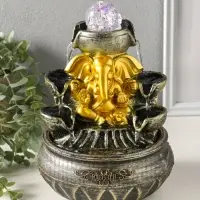 Фонтан настольный от сети, подсветка "Ганеша у фонтана" 16х16х23 см
