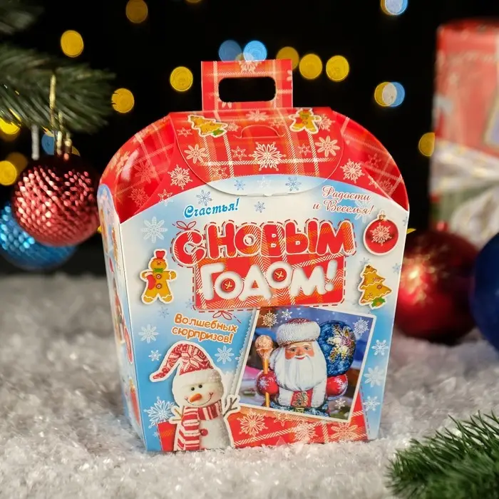 Коробка подарочная складная «Снежка» 16×9×18 см