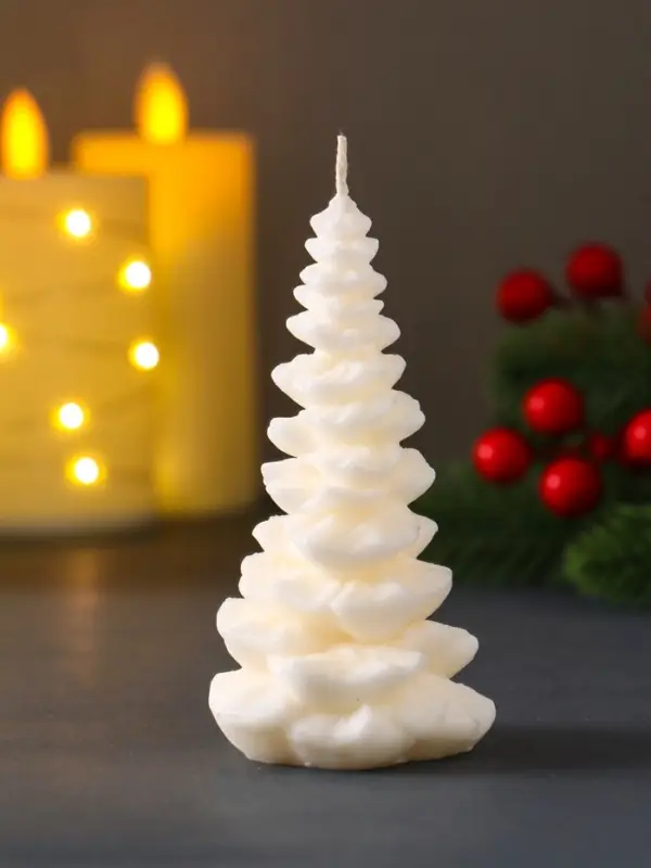 Свеча декоративная &laquo;Ёлочка новогодняя&raquo;, натуральный воск, 62&times;53&times;104 мм