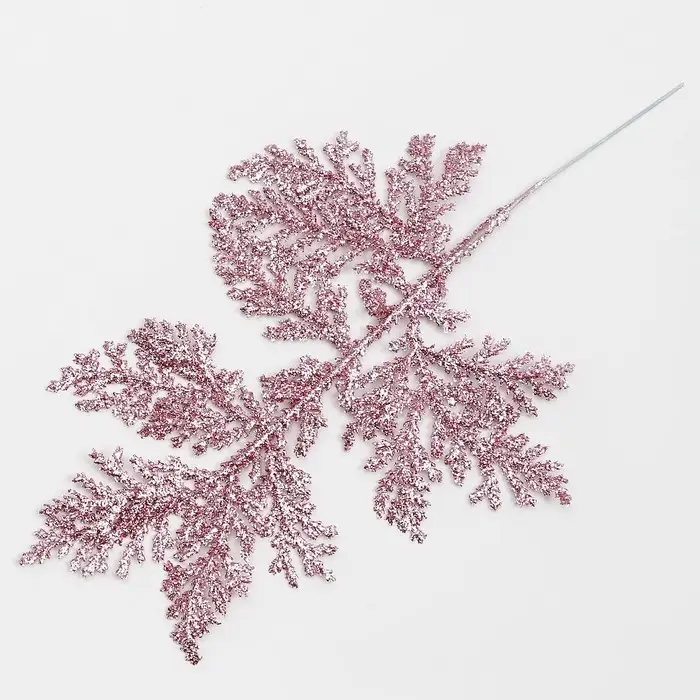 Ветка декоративная новогодняя &laquo;Изумление&raquo;, в розовом цвете, 0,3 &times; 12 &times; 28 см