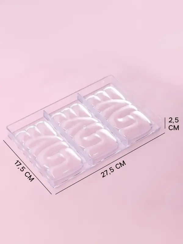 Форма для шоколада KONFINETTA LOVE, пластик, 27.5&times;17.5&times;2.5 см, 3 ячейки 15&times;8 см, прозрачная