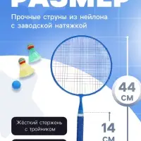 Набор для бадминтона ONLYTOP: 2 ракетки, 2 волана, мяч, цвет МИКС