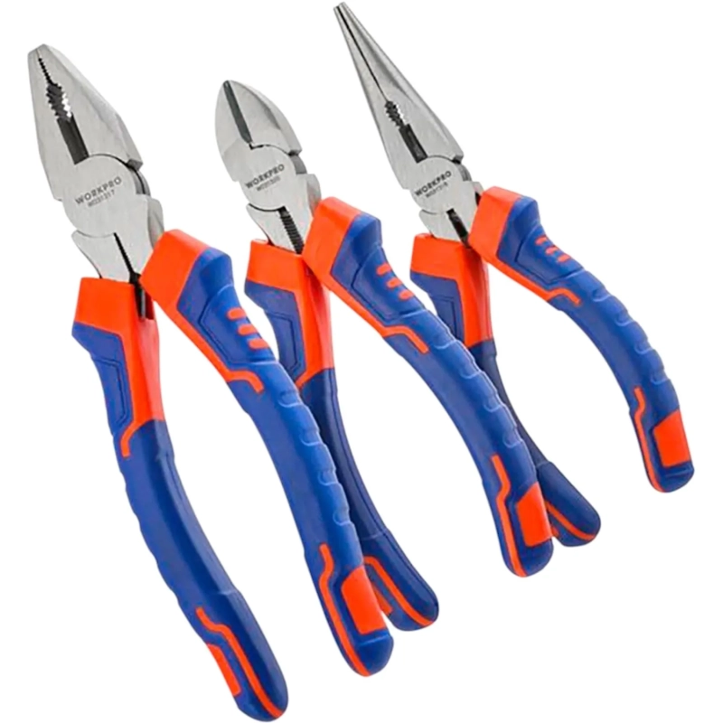 Набор пассатижи 200мм, бокорезы 160мм, длинногубцы 160мм WORKPRO (WP201007)