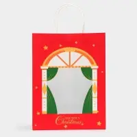 Пакет подарочный бумажный с окном &laquo;Театр&raquo; 26&times;35&times;16 см, крафт красный
