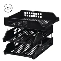 Набор лотков для бумаг &laquo;Стамм&raquo; STRONG, горизонтальный, на металлических стержнях, 3 отделения, чёрный