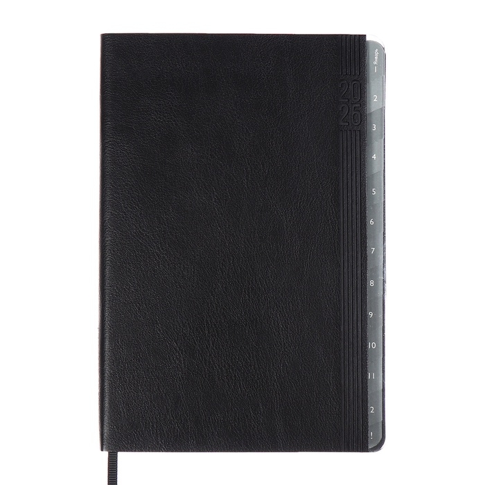 Еженедельник датир 2025г мягк обл иск кож А5 80л ESCALADA, бл тис, кр бл 70 г/м², чёрный Еженедельник датир 2025г мягк обл иск кож А5 80л ESCALADA, бл тис, кр бл 70 г/м², чёрный