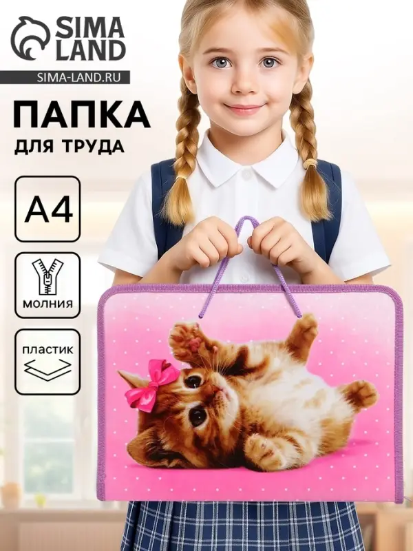 Папка для труда, А4, пластиковая, 32.5&times;23&times;2.5 см &laquo;Самая милая&raquo;