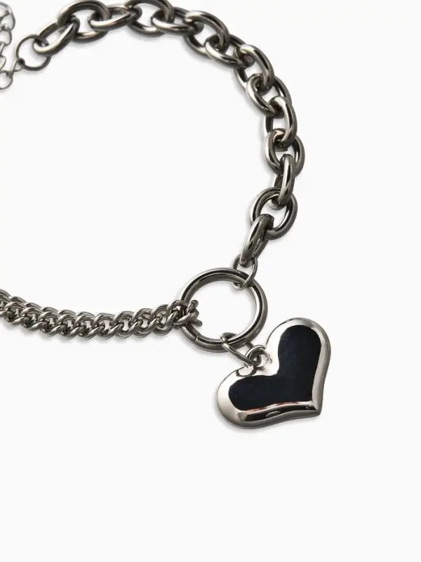 Браслет цепочка с подвеской &laquo;Объёмное сердце&raquo;, L=18 см, металл, цвет серебро
