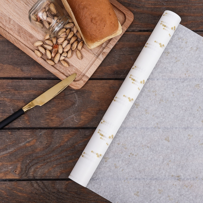 Бумага силиконизированная «Бусинки» золото, 0,38 х 5 м Бумага силиконизированная «Бусинки» золото, 0,38 х 5 м