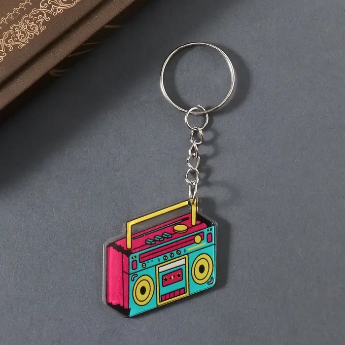 Брелок акрил двусторонний "Магнитофон" 4,1х3х0,2 см
