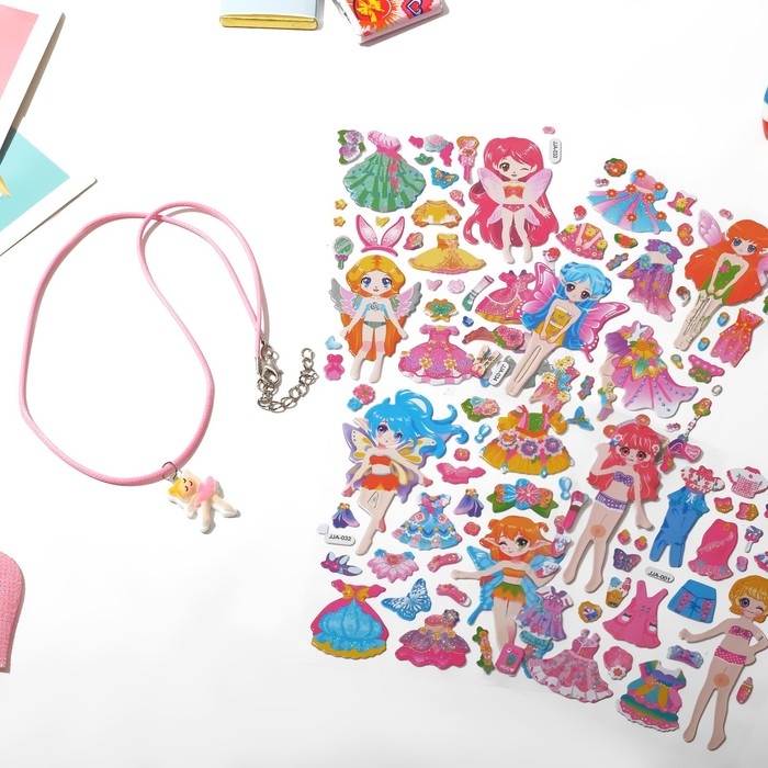 Набор детский «Выбражулька» 2 предмета: кулон, наклейки, балерина, цветной Набор детский «Выбражулька» 2 предмета: кулон, наклейки, балерина, цветной