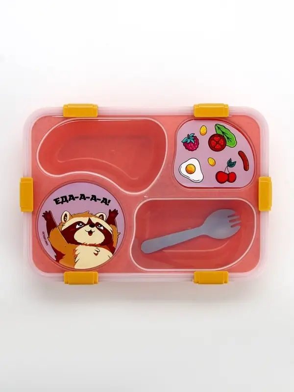 Ланч - бокс с 4 секциями &laquo;Енот&raquo;, 23&times;17&times;5.5 см