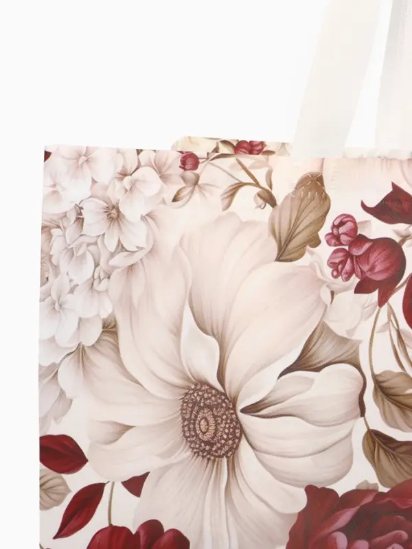 Сумка для покупок &laquo;Пионы&raquo;, многоразовая, бордовая