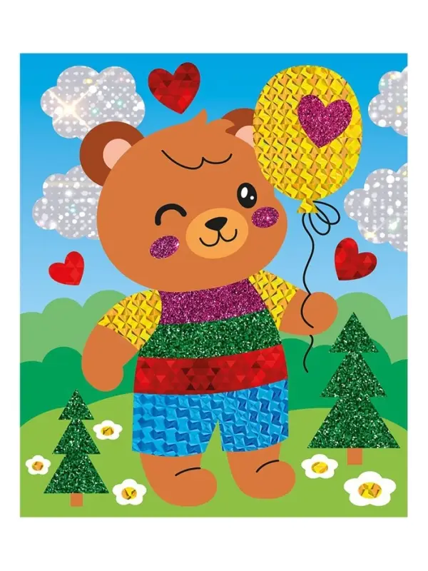 Набор для творчества. Аппликация фольгой "Медвежонок" размер 138х165 мм (конверт, 6 цв)