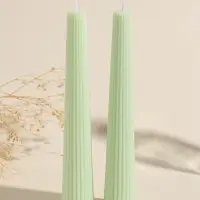 Набор свечей, 3.5х23 см, 2 шт "Башня" светло-зелёный 4х9,5х25 см