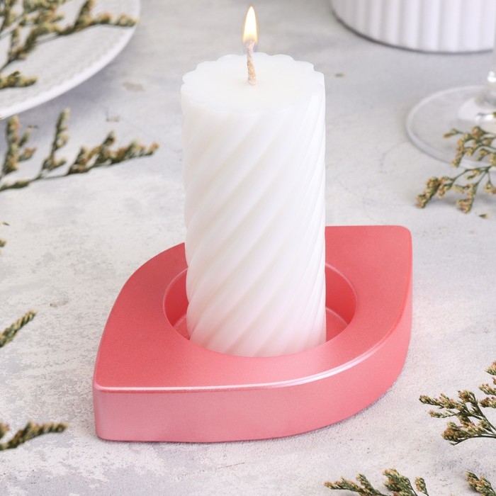 Подсвечник Подсвечник "Глаз. Мрамор" из гипса, 14,5х9,5х2см,розовый