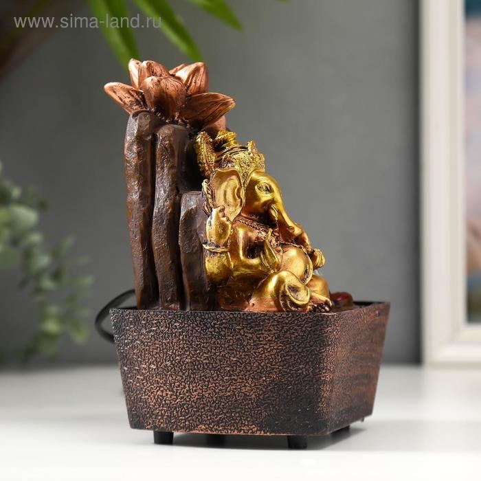 Фонтан настольный от сети Фонтан настольный от сети "Ганеша у водопада с лотосами" 20х16х13 см