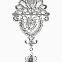 Брошь &laquo;Императрица&raquo;, вензеля, цвет белый в серебре