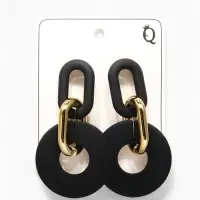 Серьги металл &laquo;Цепь&raquo; кольца, 3 звена, цвет золотисто-чёрный