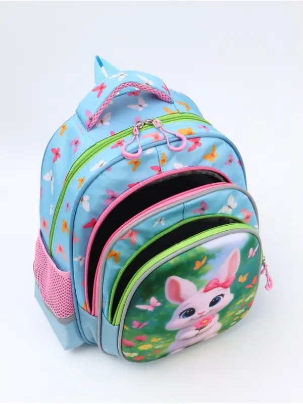 Ранец с эргономичной спинкой 3 отделения, средний "Зая"