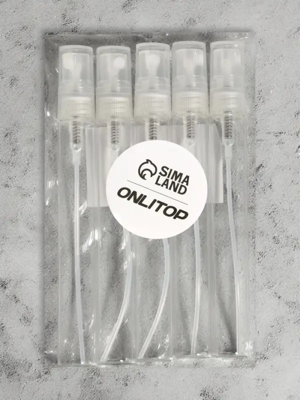 Флакон для парфюма, с распылителем, 10 мл, фасовка - 5 шт., прозрачный Флакон для парфюма, с распылителем, 10 мл, фасовка - 5 шт., прозрачный