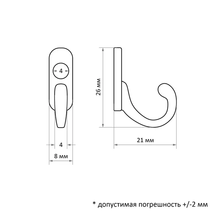 Крючок мебельный ТУНДРА TKO006, однорожковый, бронза Крючок мебельный ТУНДРА TKO006, однорожковый, бронза
