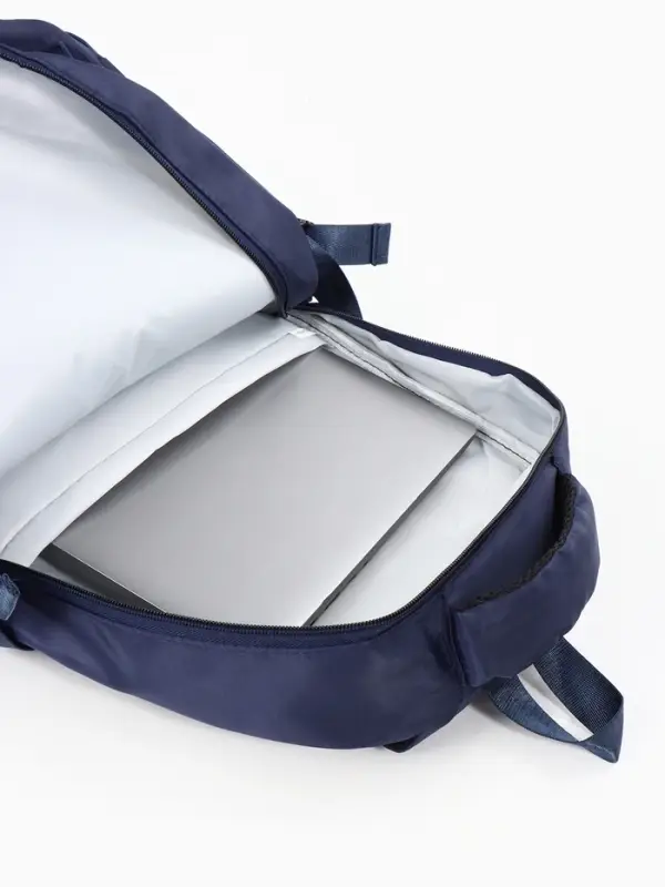 Рюкзак школьный, однотонный, 2 отделения, 6 карманов, 33&times;14.5&times;46 см, синий