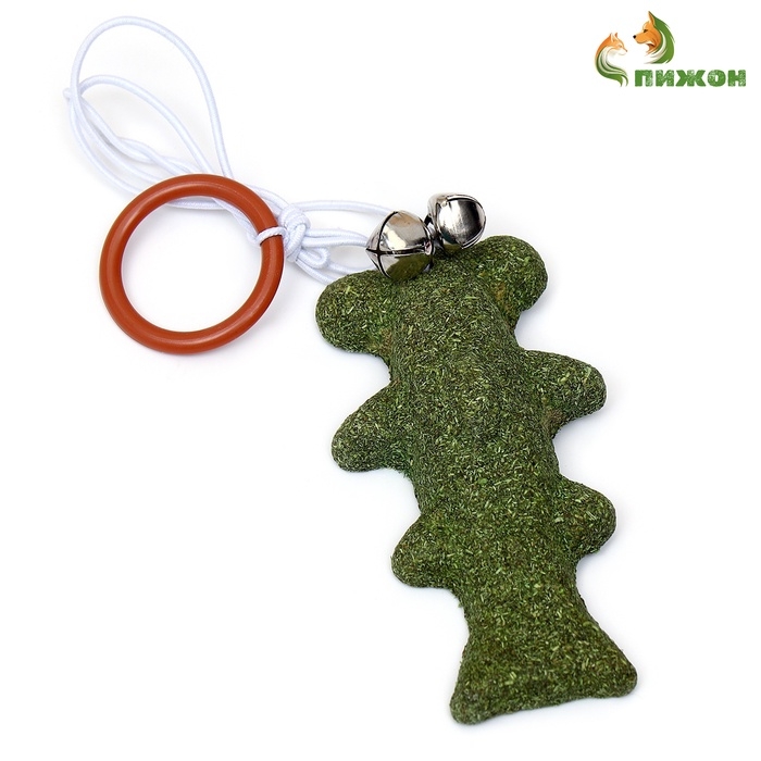 Игрушка - дразнилка для кошек из кошачьей мяты  Игрушка - дразнилка для кошек из кошачьей мяты "Рыба-молот", с кольцом на палец, 8,5 см