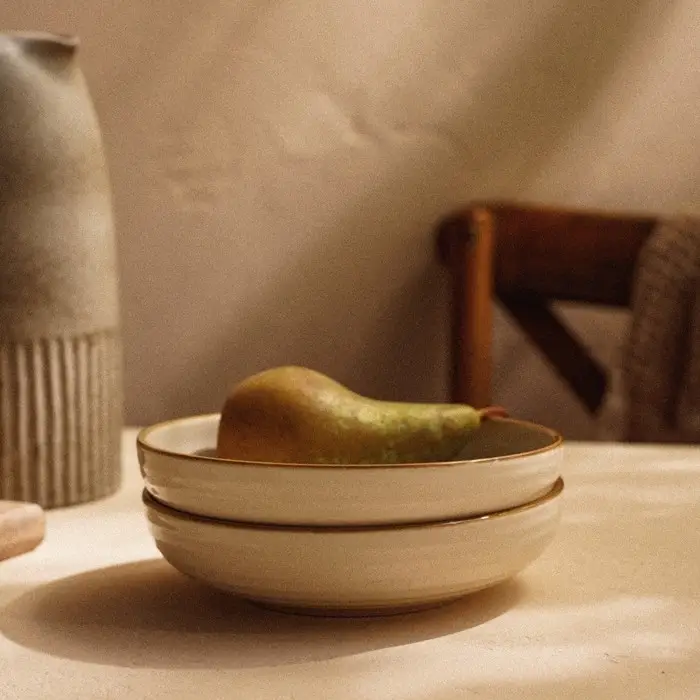 Тарелки глубокие SL Home &laquo;Леггеро&raquo;, 18.5&times;5 см, набор 2 шт., фарфор, бежевые