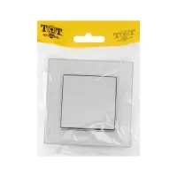 Выключатель проходной TOT Matte Glass, 10 А, 1 клавиша, скрытый монтаж, стеклянная рамка, серебристый