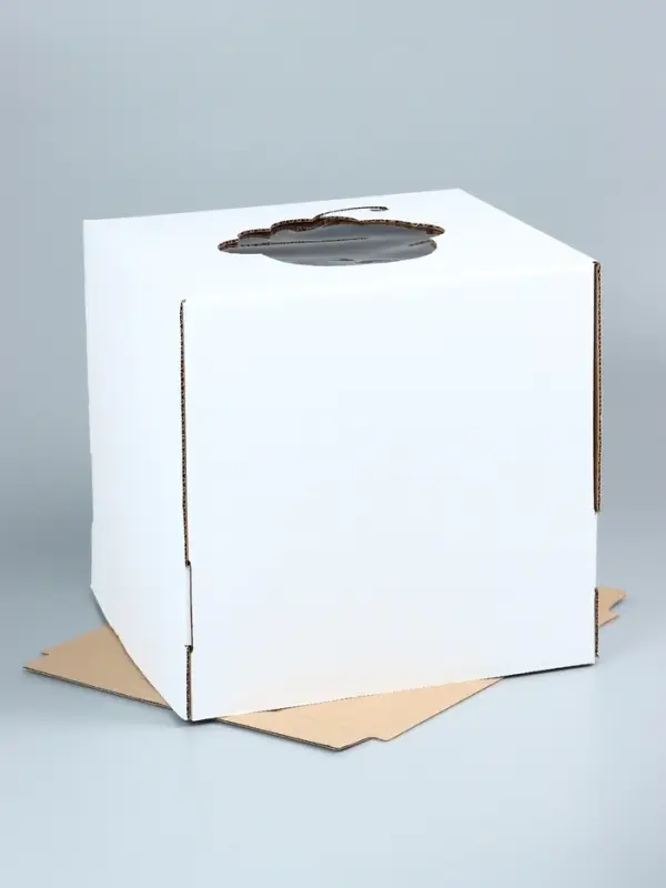 Коробка под торт с окном, &laquo;Пироженка&raquo;, белая, 30&times;30&times;30 см