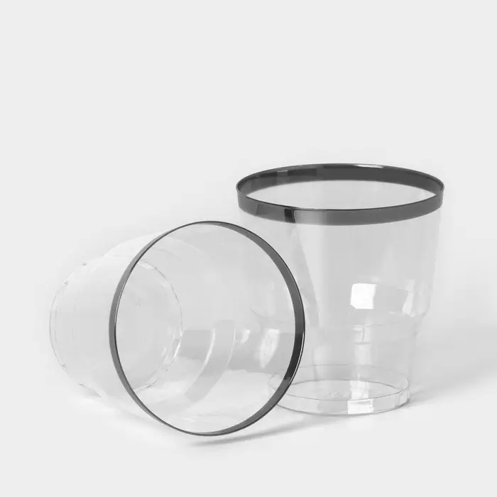 Стакан пластиковый одноразовый «Кристалл», 200 мл, с металлизированными каемками, цвет прозрачный