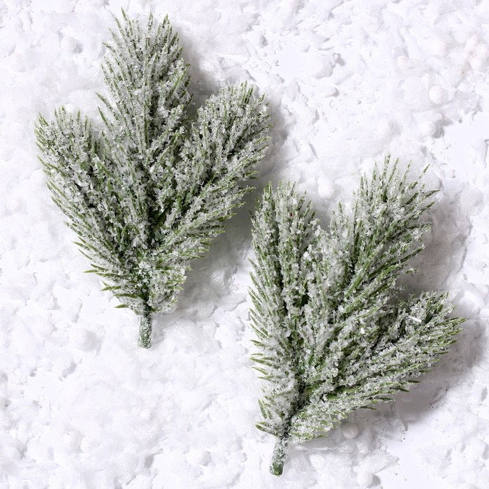 Декор «Веточка ели со снегом», набор 2 шт., размер 1 шт. — 12 см Декор «Веточка ели со снегом», набор 2 шт., размер 1 шт. — 12 см