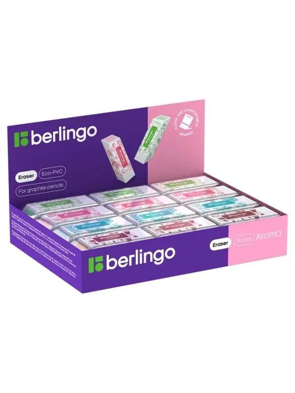 Ластик Berlingo Aroma, прямоугольный, скошенный, ароматизированный, 58&times;22&times;10 мм, МИКС