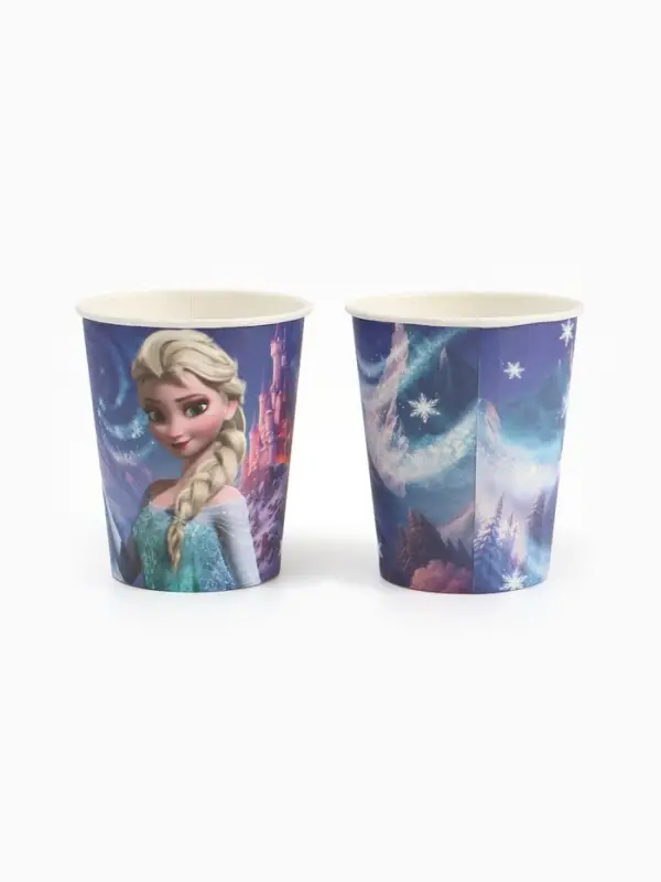 Посуда одноразовая бумажная на 10 персон: стаканы, тарелки, скатерть, Снежная принцесса Посуда одноразовая бумажная на 10 персон: стаканы, тарелки, скатерть, Снежная принцесса