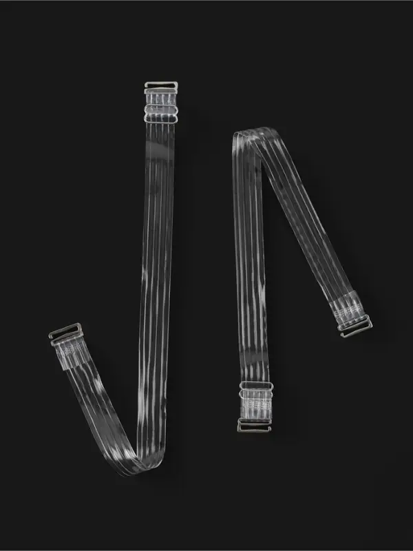 Лямки для бюстгальтера, силиконовые, фурнитура металл, 5 полос, 1.9 см, 37 см, пара, прозрачные Лямки для бюстгальтера, силиконовые, фурнитура металл, 5 полос, 1.9 см, 37 см, пара, прозрачные