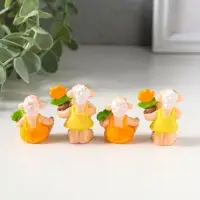 Сувенир полистоун "Барашки в огороде" набор 4 шт 1,5х2х4 см