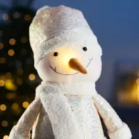Светодиодная фигура &laquo;Снеговик&raquo; 55-84 см, текстиль, телескопические ножки, 1 LED, от батареек LR1130&times;3, свечение тёплое белое