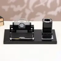 Набор настольный, органайзер 4 в 1 с визитницей и часами, 34&times;17&times;13 см