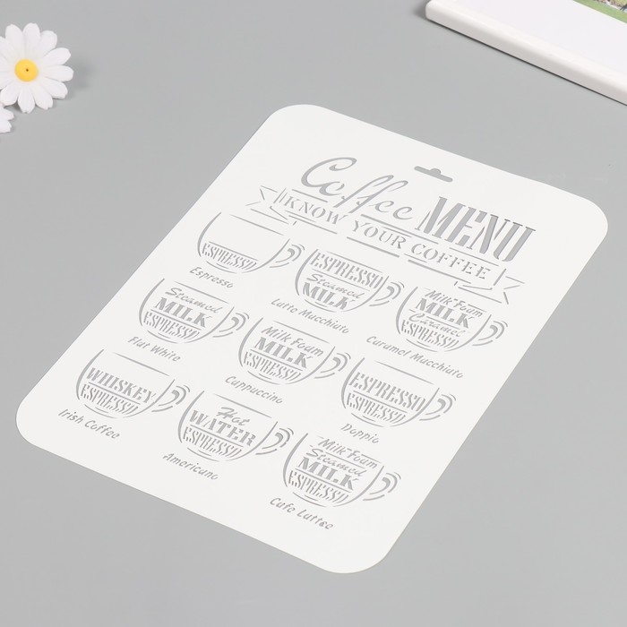Трафарет пластиковый Трафарет пластиковый "Кофейное меню", 22х31 см