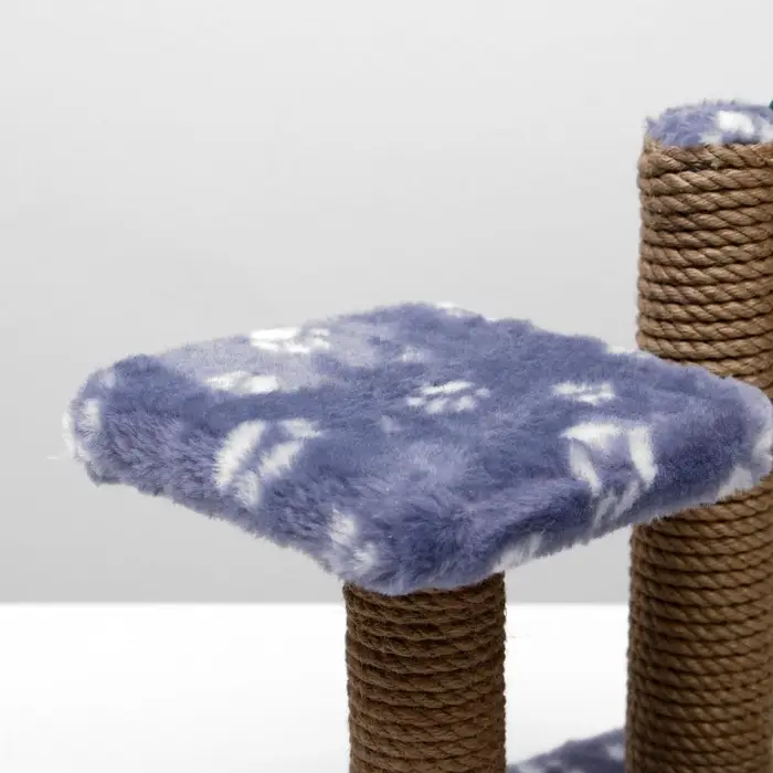 Когтеточка для котят двойная, 30&times;20&times;34 см, джут, серая с лапками