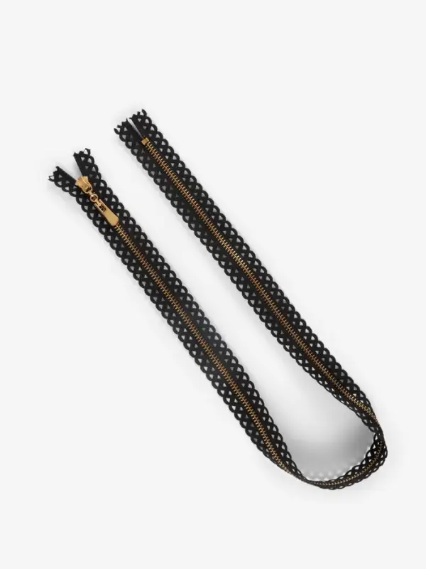 Молния металлическая, №3, неразъёмная, замок автомат, 60 см, декоративная, чёрная