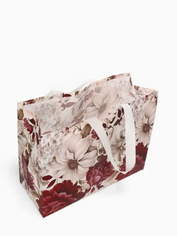 Сумка для покупок &laquo;Пионы&raquo;, многоразовая, бордовая