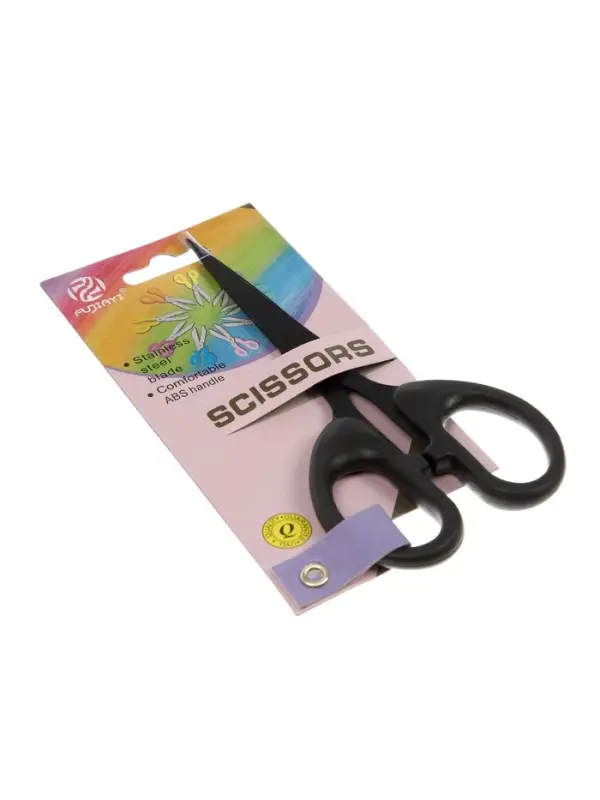 Ножницы канцелярские 14см, черные, длина лезвия 8,7см