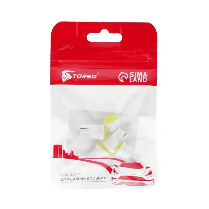 Автолампа светодиодная TORSO, T10, COB, габарит, 12 В, свет белый, набор 5 шт Автолампа светодиодная TORSO, T10, COB, габарит, 12 В, свет белый, набор 5 шт